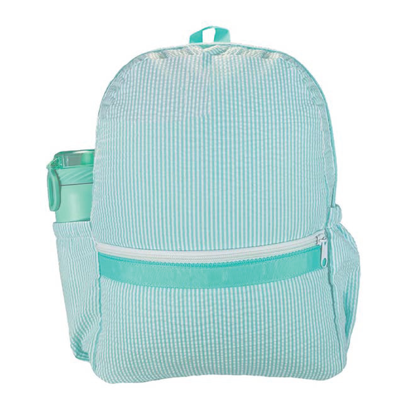 Medium Seersucker Backpack: Mint