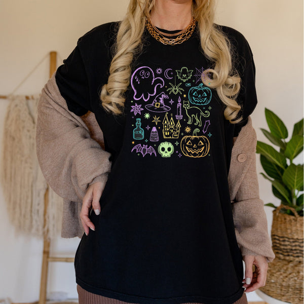 Neon Halloween Doodle Tee