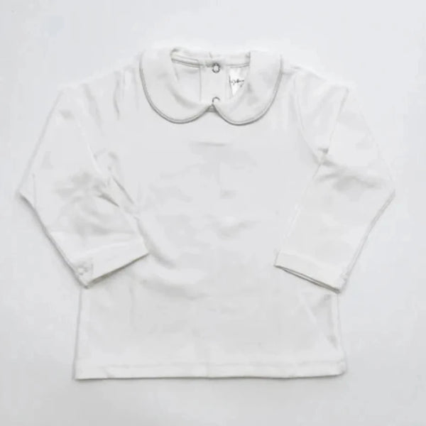 Piping Collared Long Sleeve Top