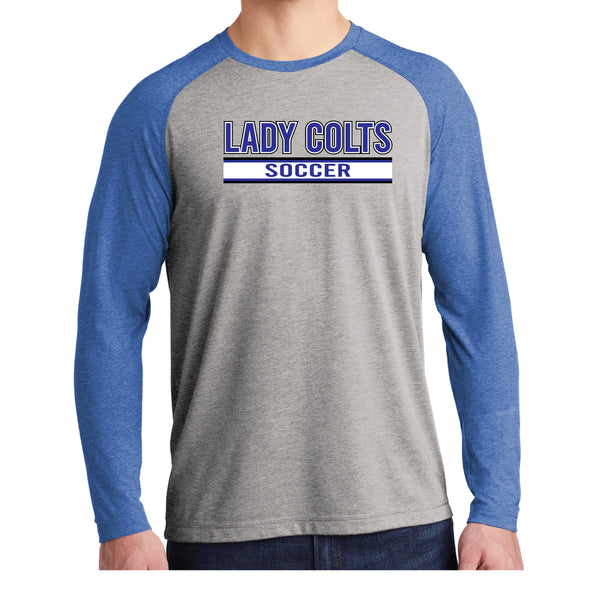 Lady Colts Stripe Soccer Long Sleeve Tri-Blend Wicking Raglan Tee