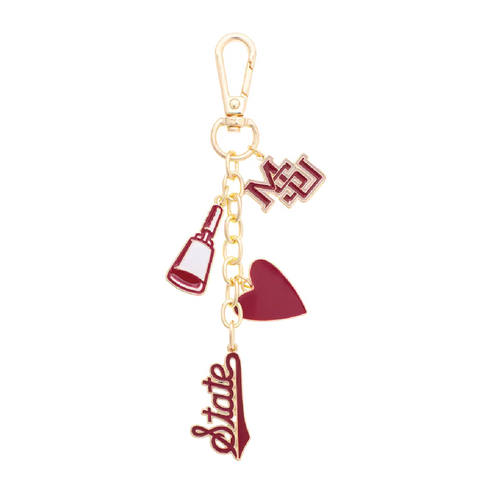 Mississippi State Bulldogs Heart Cluster Bag Charm
