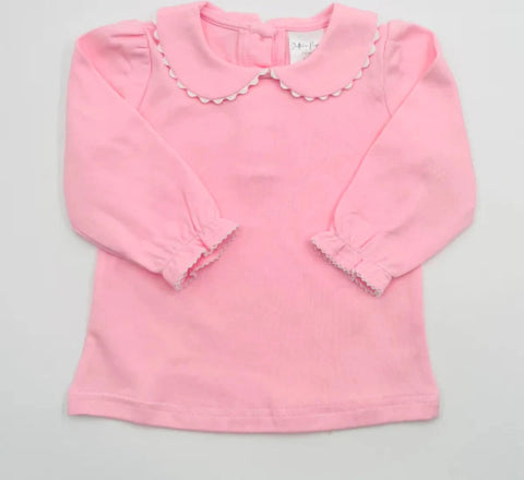 Scalloped Collared Long Sleeve Top