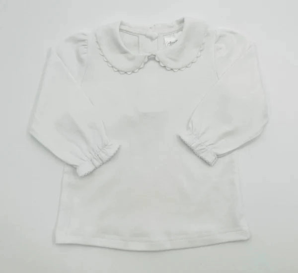 Scalloped Collared Long Sleeve Top