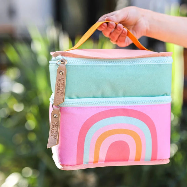 Modern Rainbow Double Decker Lunch / Cosmetic Bag
