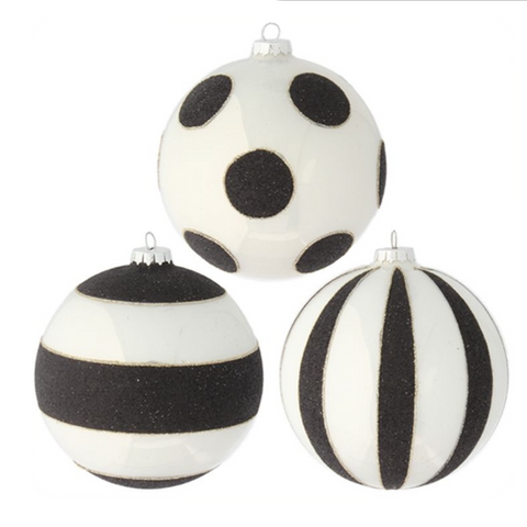 Black/White Glit. Ball Ornament