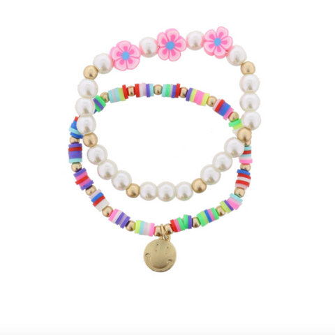 Write It Down Bracelet Set: Flowers, Smiley Face