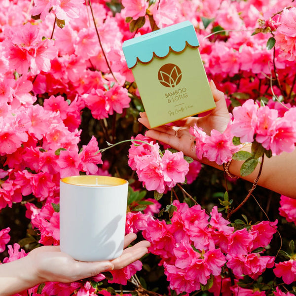 Scalloped Bamboo & Lotus Soy Candle