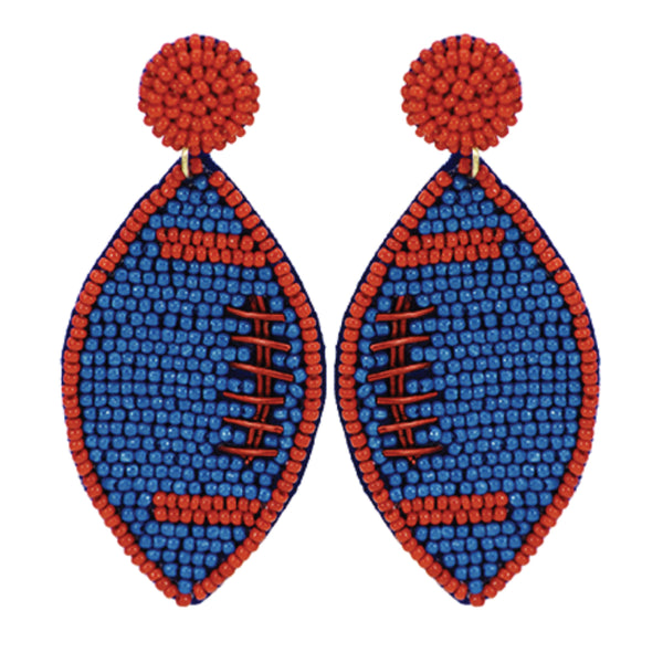 Game Day Football Earrings: Blue & Red