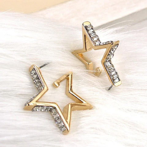 Baguette Stone Star Earrings