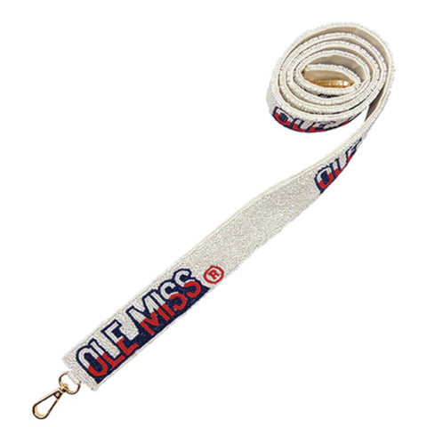 Ole Miss White Beaded Purse Strap