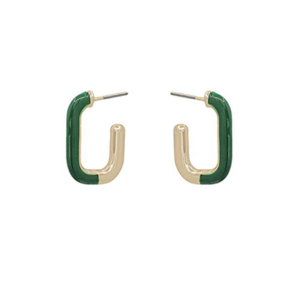 Epoxy Green & Gold Oval Hoops