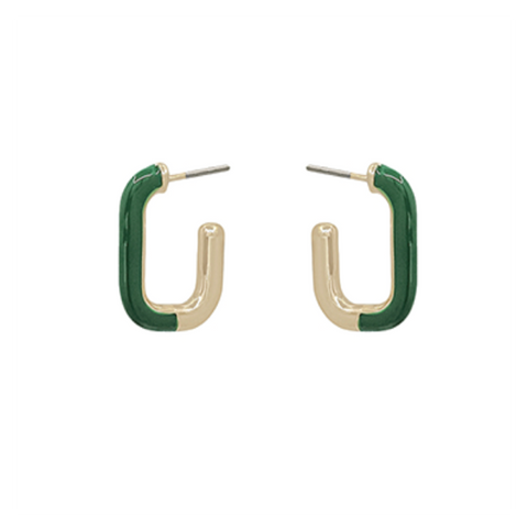 Epoxy Green & Gold Oval Hoops
