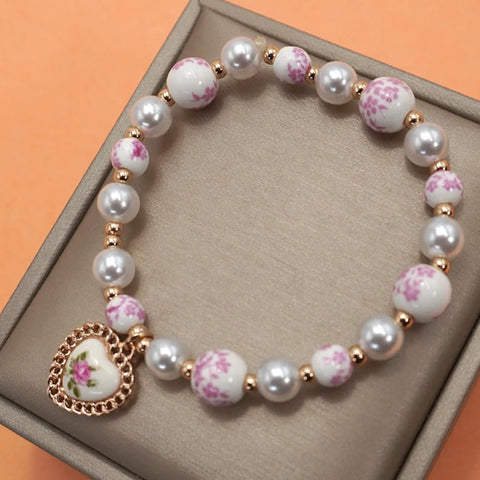 Pink Ceramic Pearl Bracelet