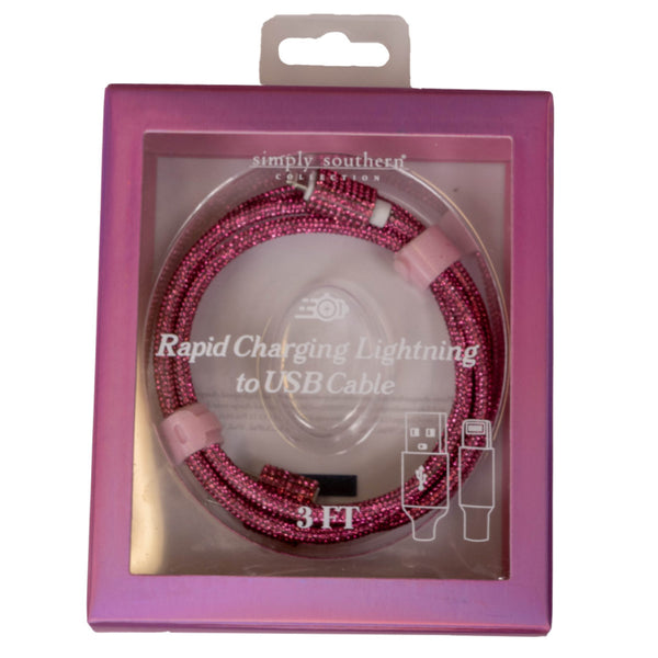 Simply Southern® Lighting to USB cable: Sparkle Pink