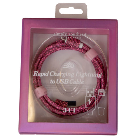 Simply Southern® Lighting to USB cable: Sparkle Pink