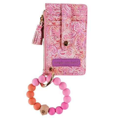 Bead Bracelet Card Holder: Pink Paisley