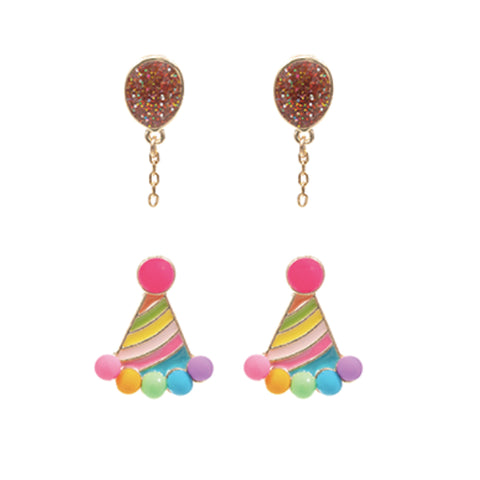 Birthday Hat & Balloon Stud Earring Studs