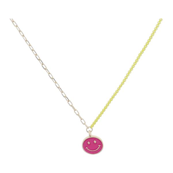 On Color Necklace: Pink Smiley Face