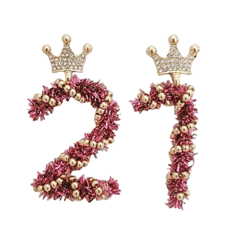 "21" Birthday Tinsel Earrings