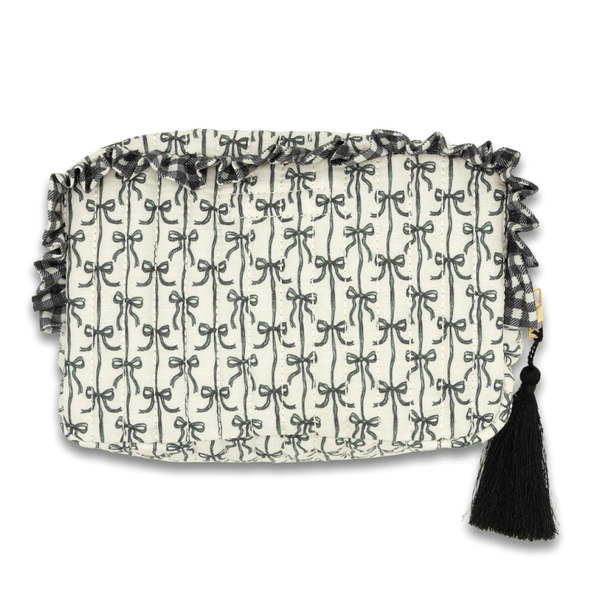 Simply Southern® Quilted Cosmo Bag: Black Bow