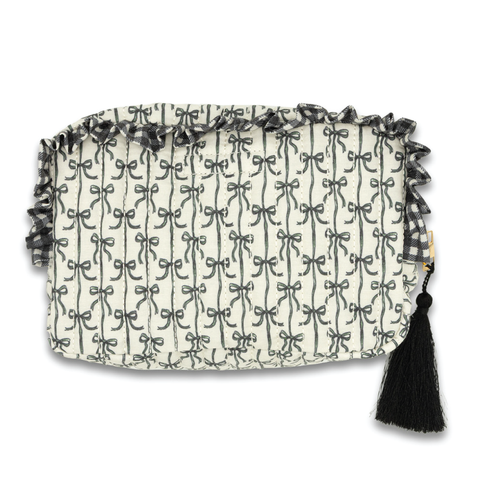 Simply Southern® Quilted Cosmo Bag: Black Bow