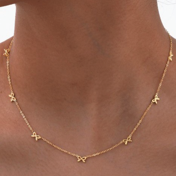 18K Stainless Bow Necklace