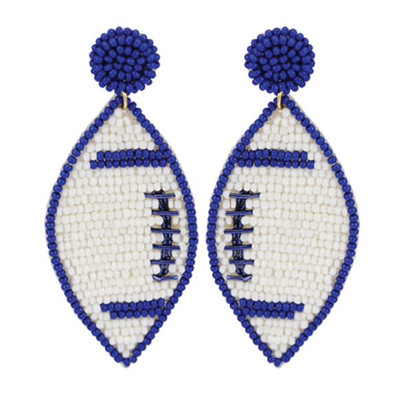 Game Day Football Earrings: White & Blue