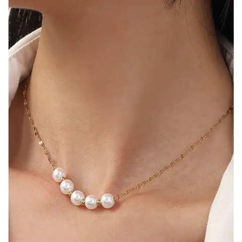 Titanium Non-Tarnish Classic Pearl Necklace