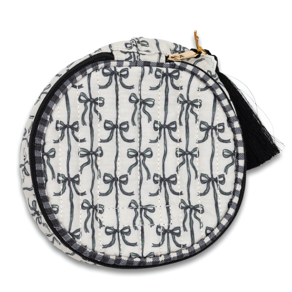 Simply Southern® Quilted Tassel Bag: Black Bow