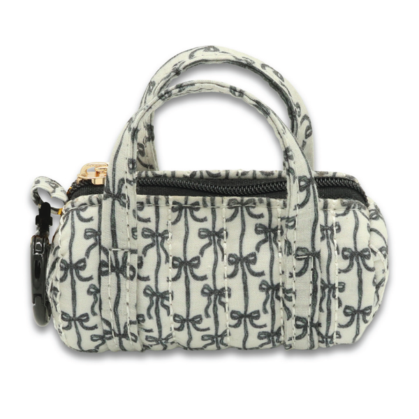 Simply Southern® Mini Duffle Coin Purse Keychain: Black Bow