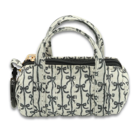 Simply Southern® Mini Duffle Coin Purse Keychain: Black Bow