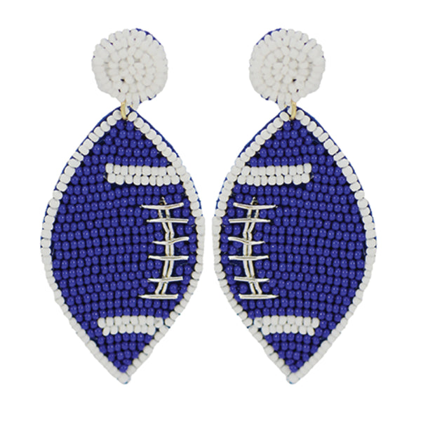 Game Day Football Earrings: Blue & White