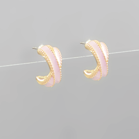 Light Pink Color Coated Criss Cross Hoops