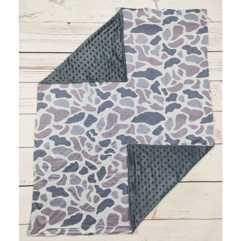 Grey Camo Print Baby Blanket