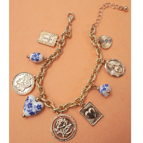 Blue Ceramic Charm Bracelet