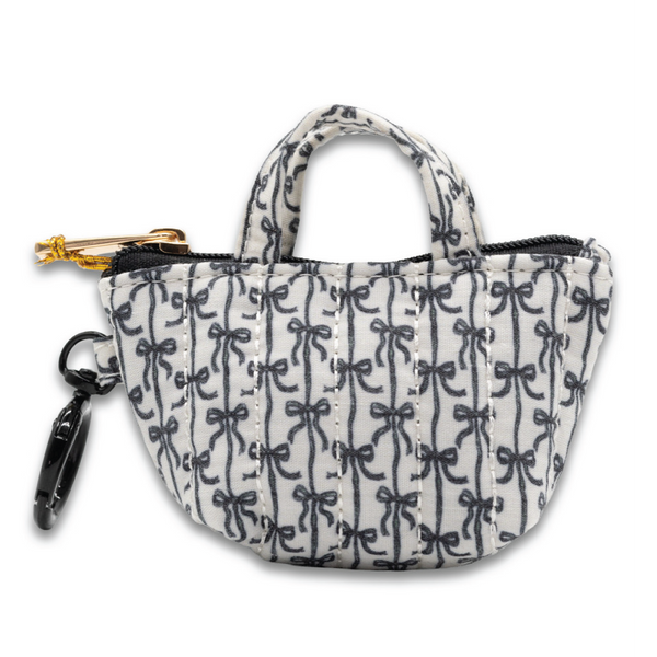 Simply Southern® Mini Tote Coin Purse Keychain: Black Bow