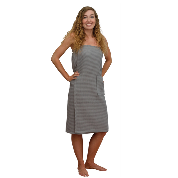 Cotton Waffle Towel Wrap: Grey