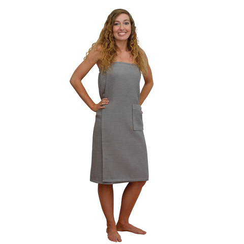 Cotton Waffle Towel Wrap: Grey
