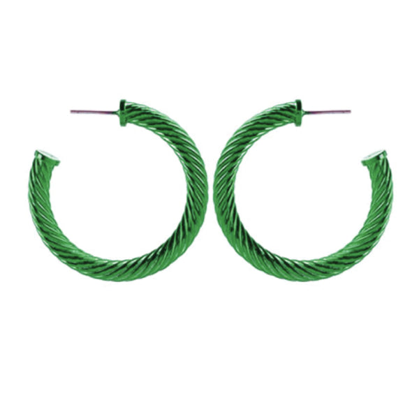 35mm Green Color Twist Hoops