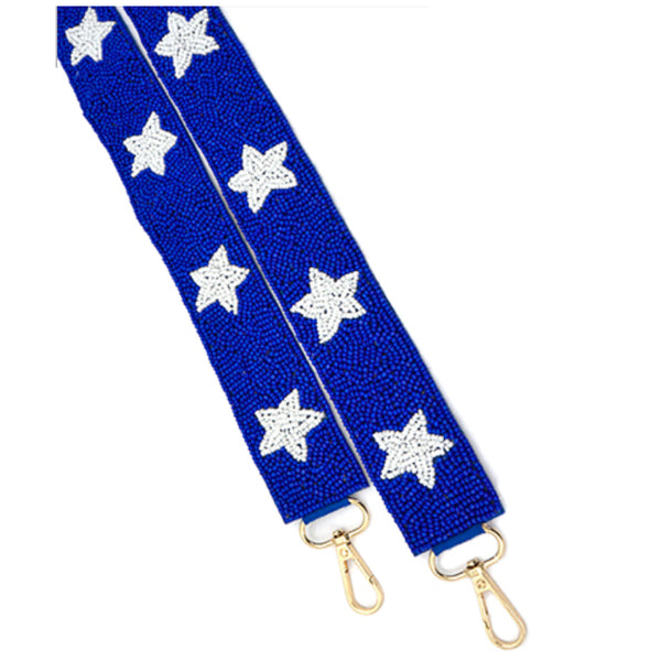 Blue & White Star Beaded Purse Strap