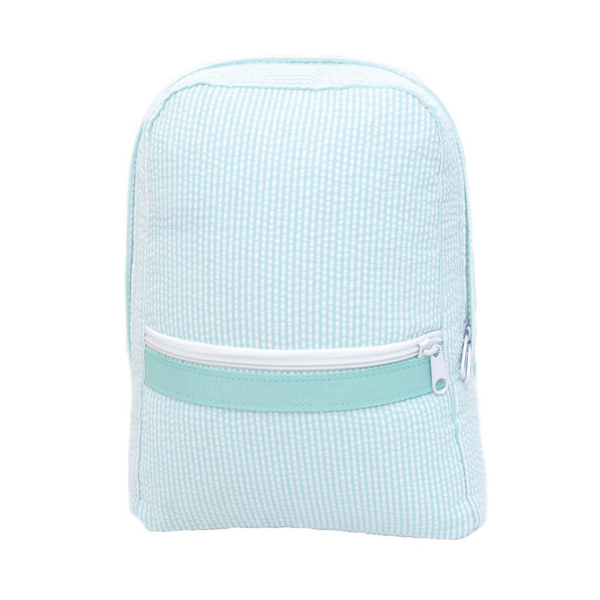 Mint Seersucker Small Backpack