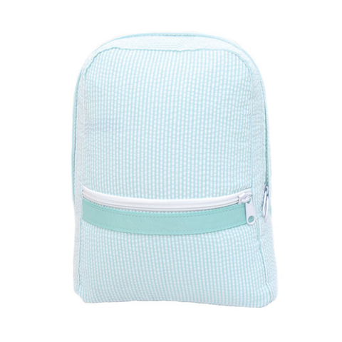 Mint Seersucker Small Backpack