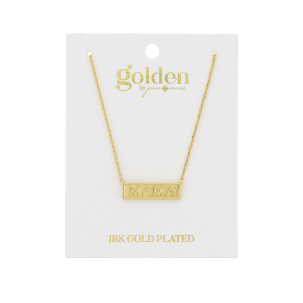 18K Gold MAMA Bar Necklace