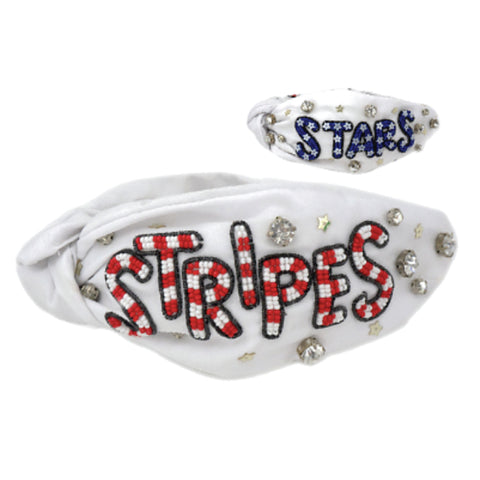 STARS AND STRIPES Crystal Bead Knotted Headband