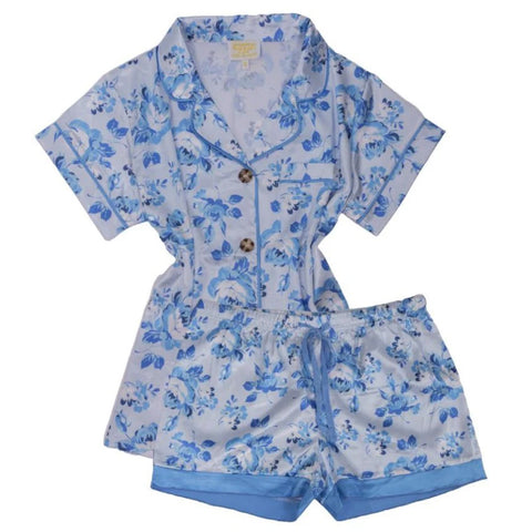 Simply Southern® Blue Flower Silky PJ Set