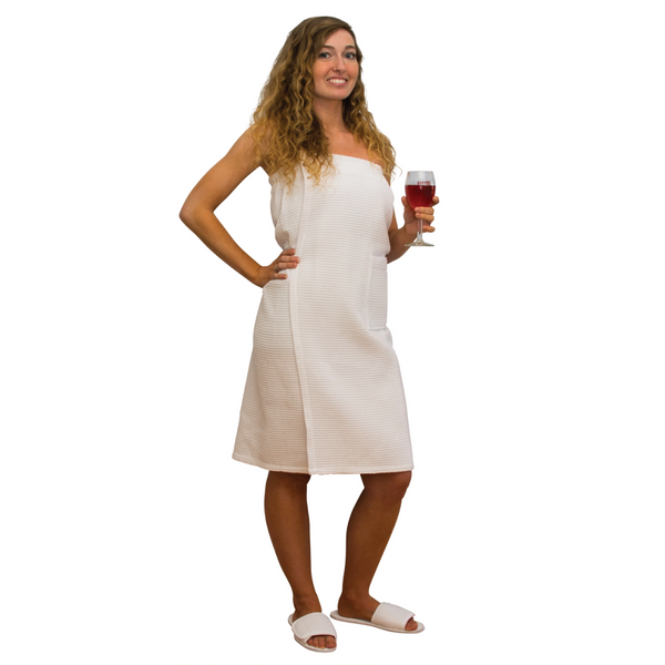 Cotton Waffle Towel Wrap: White