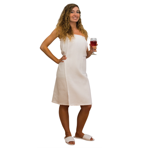 Cotton Waffle Towel Wrap: White