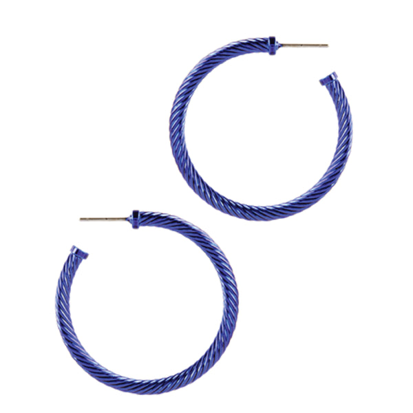 40mm Blue Color Twist Hoops