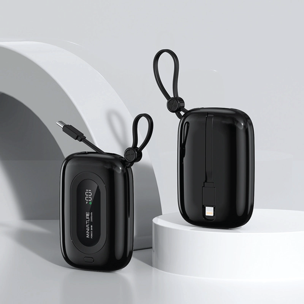 8000 man Power Bank With Cables: Black