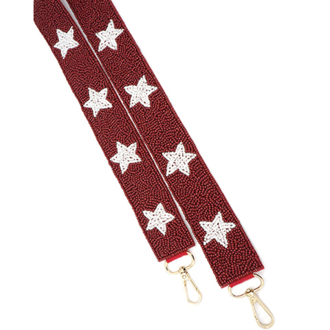 Maroon & White Star Beaded Purse Strap